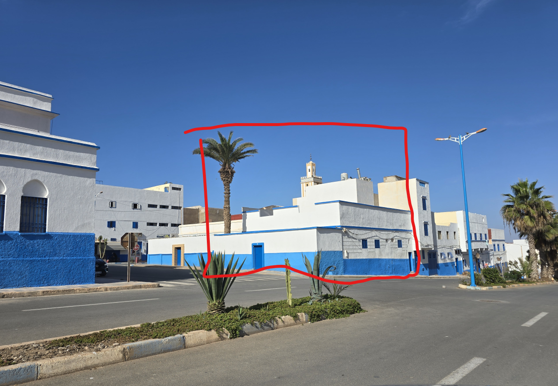 Zone de projet marquée · emplacement prévu pour la nouvelle façade Riad Palma.